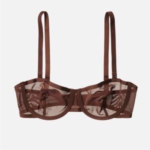 CUUP The Balconette Sheer Mesh Espresso Underwire Bra Size 38E